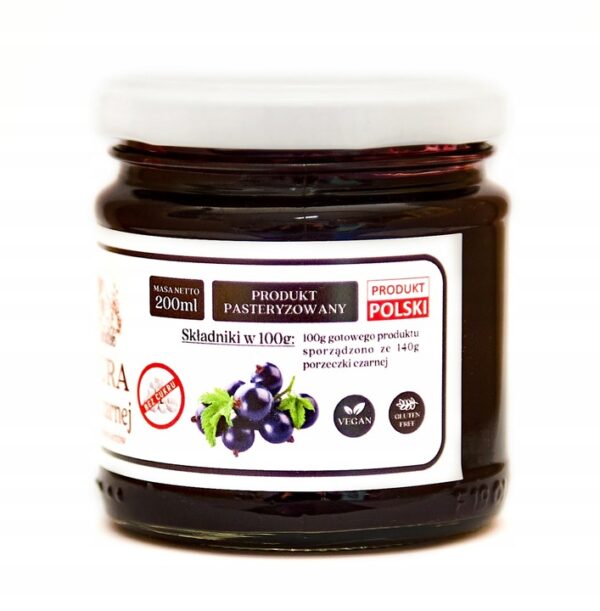 Konfitura z czarnej porzeczki bez dodatku cukru 200ml - obrazek 2
