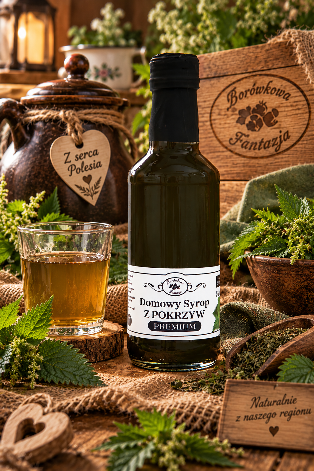 Syrop z Pokrzywy Domowy Naturalny PREMIUM do Herbaty i Wody 200ml